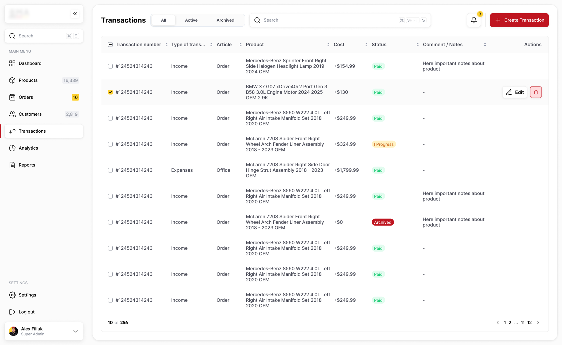 European Auto Parts CRM